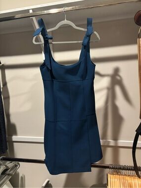 cinq a sept Teal Tie-Shoulder Mini Dress